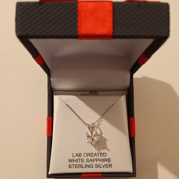 White Sapphire Sterling Silver Necklace - Picture 2 of 5